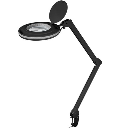 LED förstoringslampa x1.75 med klämma 9W - Svart