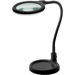 Förstoringslampa LED förstoringslampa med svanhals 6W - Svart, bordlampa, klämma