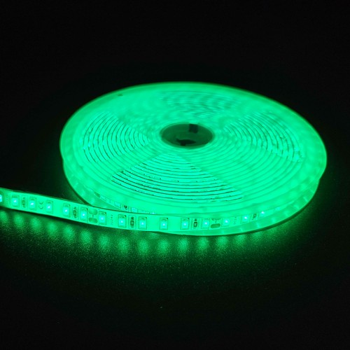 Grön 10W/m LED-strip - 5m, 120 LED pr. meter, 24V, IP65