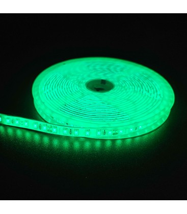 Grön 10W/m LED-strip - 5m, 120 LED pr. meter, 24V, IP65