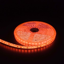 Orange 10W/m LED-strip - 5m, 120 LED pr. meter, 24V, IP65