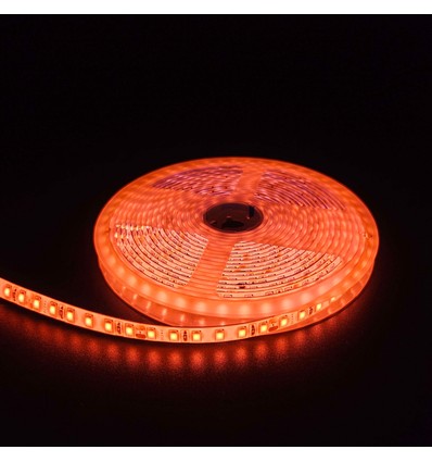 5m 10W/m Orange LED-strip - 24V DC, IP65, 120 LED per meter