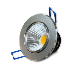 LED-belysning Lagertömning: 3W inbyggningsspot - Hål: Ø7-8 cm, Mål: Ø8,5 cm, silver kant, dimbar, 230V