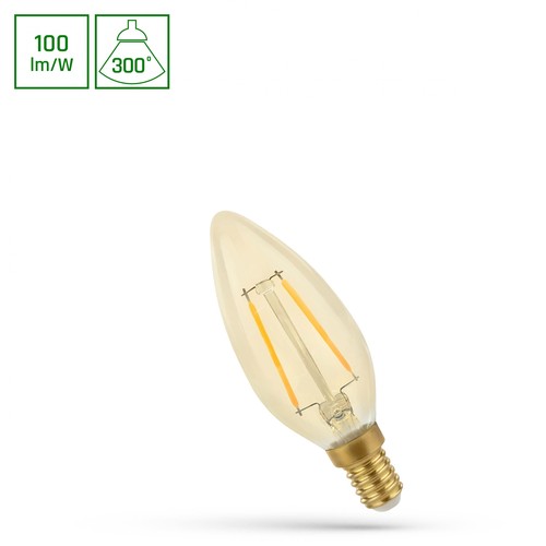 LED C35 E14 5W - 230V, Filament, Varm Vit, RetroShine, Spectrum