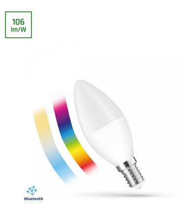 E14 4,9W Smart LED kronljuslampa - RGBW+CCT, Bluetooth