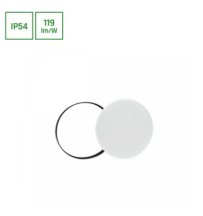 NYMPHEA 24W – Kallvitt, 230V, 115°, IP54, IK04, Ø320x52, Vit/Svart, Rund med Pendel