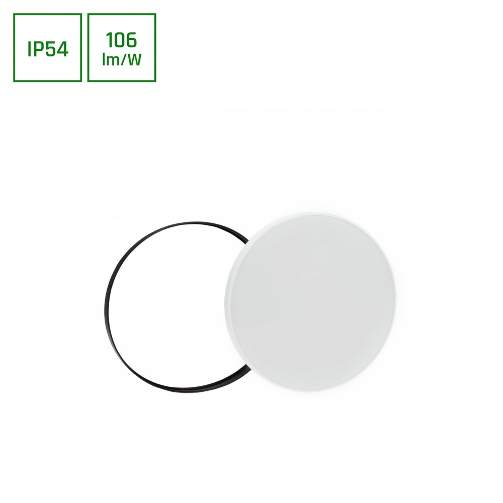Nymphea Varm Vit 230v 115° Ip54 Ik04 Ø380x55 Vit / Svart Rund Med Upphangning Dimbar : Inte Dimbar Kulör : Varm