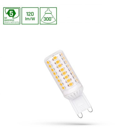 G9 4,5W LED lampa - 540lm, 120lm/W, 3000K, varmvit