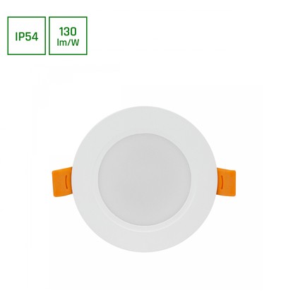 Dure Downlight 5W E27 - 3, Varmvit, 230V, 110°, IP54, IK06, 95x31, Vit rund, Integrerad drivrutin