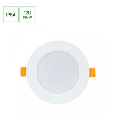 Dure 3 Downlight 8W - Varm vit, 230V, 110°, IP54, IK06, 118x31, Vit, Rund, Integrerad drivrutin