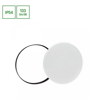 Nymphea Svart Vit Ring 40W - Varmvit 230V 115° IP54 Ø485x70 Vit / Svart Rund med sensor