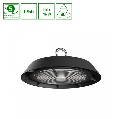 PLATEO High Bay 100W - Neutralvitt, 230V, 90°, IP65, IK09, 250x120mm, Svart, 1-10V