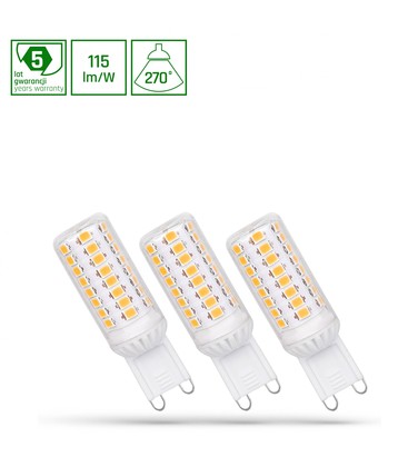 LED G9 4W - 230V, Kall Vit, Dimbar, Premium, Spectrum, 3-pack