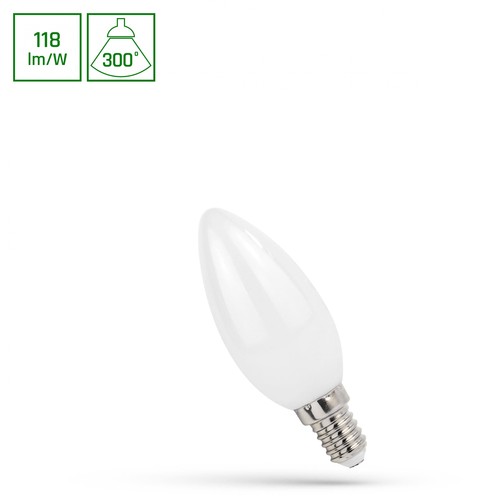 C35 LED Ljus E14 5,5W - 230V, Kolfilament, Neutral Vit, Matt, Spectrum