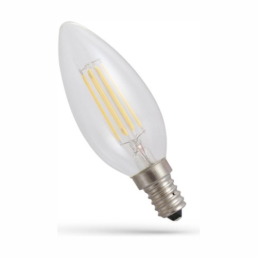 E14 5,5W LED kronljus - Filament, klart glas, 700lm, 2700K, C35