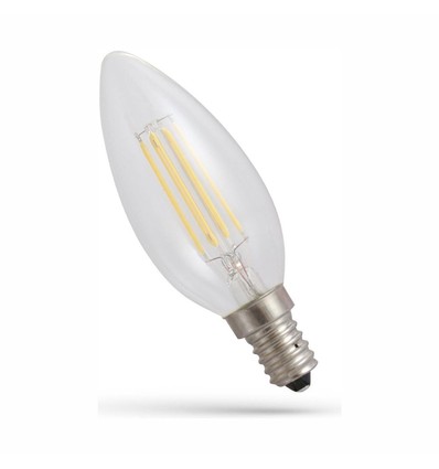 E14 5,5W LED kronljus - Filament, klart glas, 700lm, 2700K, C35