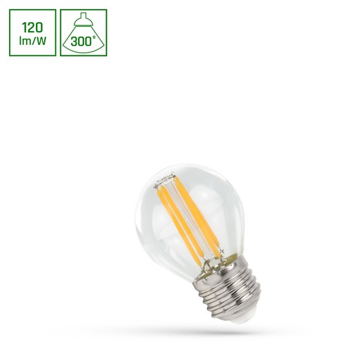E27 5,5W LED klotlampa - P45, 660lm, klart glas, varmvit