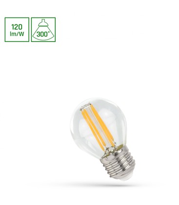 Glödlampa P45 LED E27 5,5W 230V - Koltråd, Varmvit, Klar, Spectrum