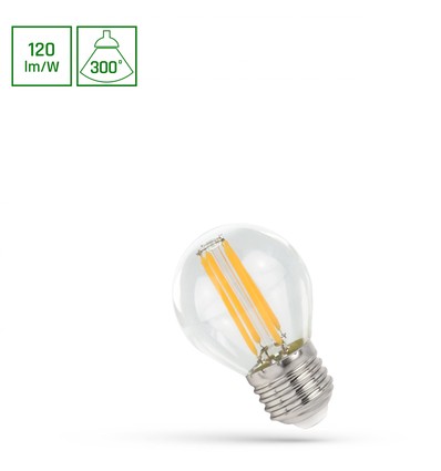 Glödlampa P45 LED E27 5,5W 230V - Koltråd, Varmvit, Klar, Spectrum