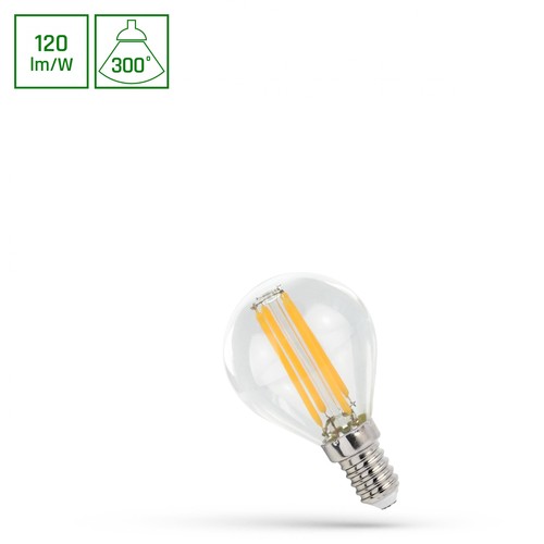 E14 5,5W LED klotlampa - 120lm/W, 660lm, filament, 300° beam, varmvit
