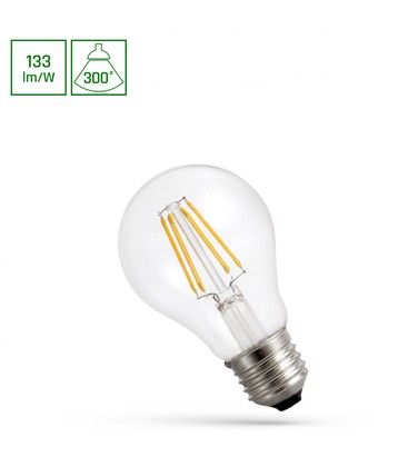 A60 LED E27 7W Filament 230V, Neutral Vit, Klar, Spectrum