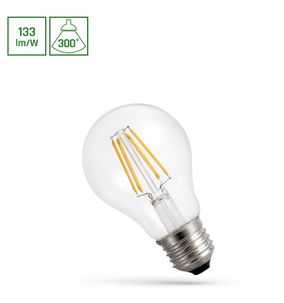 A60 LED E27 7W Filament 230V, Neutral Vit, Klar, Spectrum