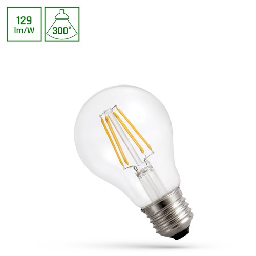 E27 8,5W LED lampa - A60, filament, klart glas, 1100lm, varmvit