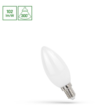 E14 4W LED kronljus - C37, 400lm, 2700K, mjölkvit, COG filament