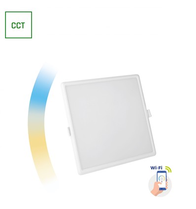 Algine 22W Smart CCT+Dimbar LED downlight panel - Fyrkantig, Wi-Fi, 2000lm, IP20, Hål: 20,5x20,5 cm, Mått: 21,5x21,5 cm