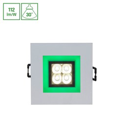 El-produkter FIALE 4LED 4x1W 30° 230V - Fyrkantig, Varmvit, LED, Spot, Grön ram