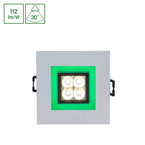 FIALE 4LED 4x1W 30° 230V - Fyrkantig, Varmvit, LED, Spot, Grön ram