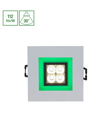 FIALE 4LED 4x1W 30° 230V - Fyrkantig, Varmvit, LED, Spot, Grön ram