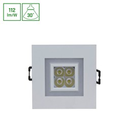 El-produkter Fiale 4LED 4x1W 30° 230V - Fyrkantig, Varmvit LED-spot, med varmvit ram.