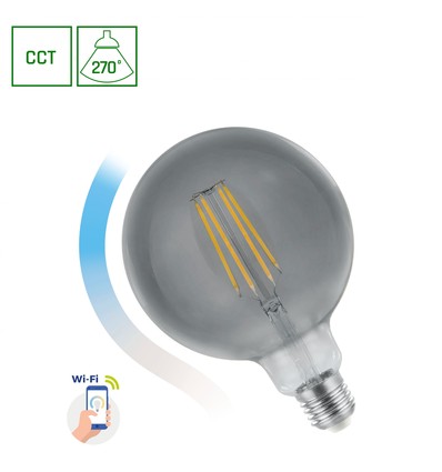 Globe G125 4,9W E27 - Koltråd 230V CCT(4000-6500K)+DIMM, ModernShine Wi-Fi/BT, Spectrum Smart