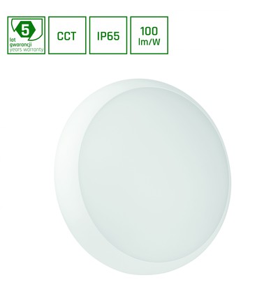 18W NYMPHEA CITY PRO LED taklampa med sensor - CCT, IP65, IK10, 1800lm, vit, utomhus/inomhus