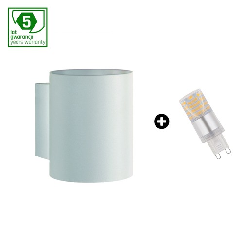 Set med 5 års garanti - SQUALLA G9 rör vit + LED G9 4W CW