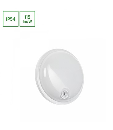 Spectrum 20W Teknik lampa - IP54, IK07, 230V, Rund, 4000K, PIR sensor.