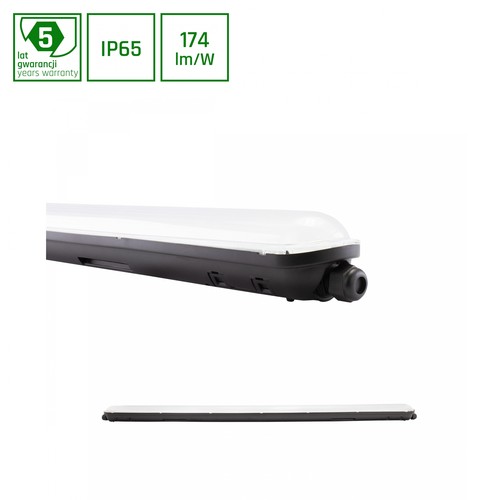 LIMEA GIGANT HERMETISK 1200mm 38W 230V 120st IP65 IK09 1190x72x70mm SVART