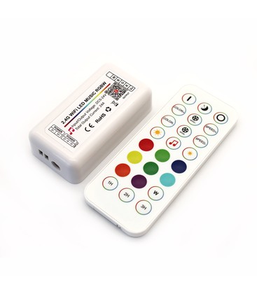 RGB+WW Wifi-kontroll med fjärrkontroll - Fungerar med Google Home, Alexa och smartphones, 12V (288W), 24V (576W)