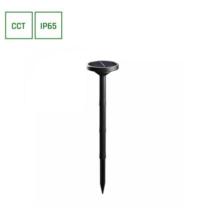 1W Solara Plato solcells-trädgårdslampa, CCT - IP65, svart, inkl. spett, 3000K/4000K/6000K, 3.2V