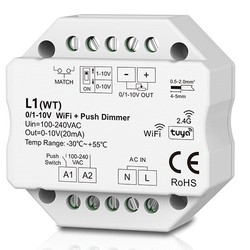 WiFi LEDlife rWave 1-10V Wifi inbyggningsdimmer - Tuya/Smart Life, RF, push-dim, LED dimmer, till inbyggning