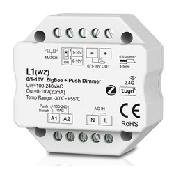 230V LED dimmer LEDlife rWave 1-10V Zigbee inbyggd dimmer - Hue kompatibel, RF, push-dim, LED dimmer, till inbyggning