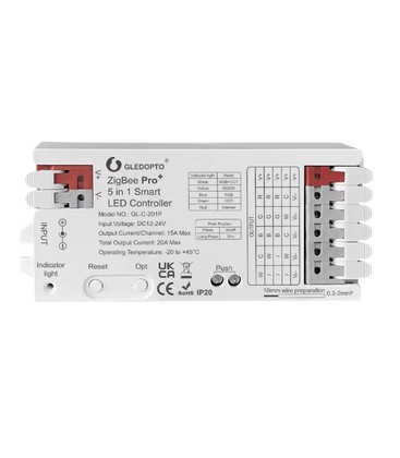Gledopto Pro 5in1 Zigbee strip controller - Hue-kompatibel, 12V/24V, RGB+CCT