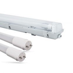 LED lysrör & armaturer Limea H LED dubbelarmatur - Inkl. 2x 9W 60cm T8 LED rör, IP65 vattentät, länkbar