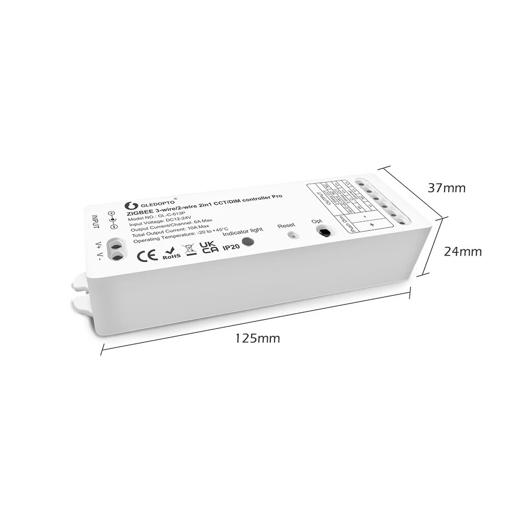 Gledopto Pro 2in1 Zigbee Kontroller Hue Kompatibel Dimmer/cct 12v 120w 24v 240w