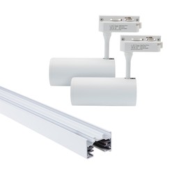 Takspotlights LEDlife SLIM 1 meter skena för skenaspotlights - Vit, inklusive 2 st. vita SLIM skenspot, komplett set