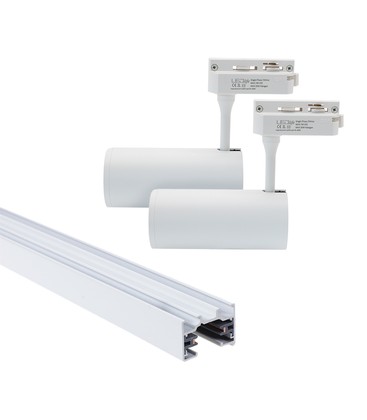 LEDlife SLIM 1 meter skena för skenaspotlights - Vit, inklusive 2 st. vita SLIM skenspot, komplett set