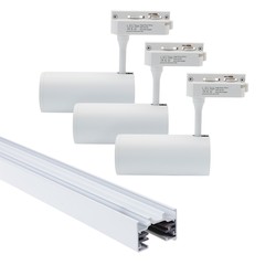 Takspotlights LEDlife SLIM 1,5 meter skena för skenaspotlights - Vit, inklusive 3 st. vita SLIM skenspotlights, komplett set