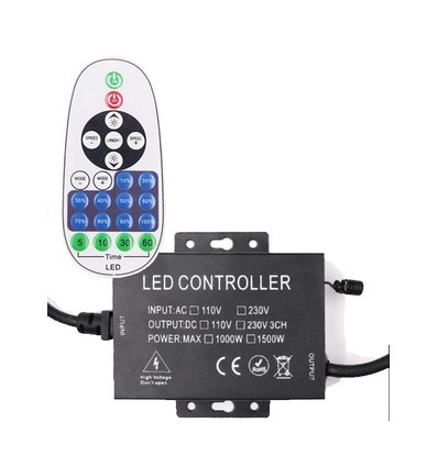RF trådlös timer+dimmer med fjärrkontroll - För 230V 8x16 Neonflex, IP67