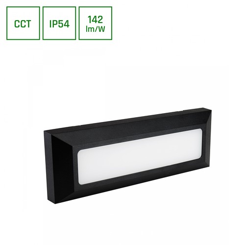 6W Encanta CCT LED fasadbelysning - 142lm/W, IP54, svart, 3-i-1 CCT, utomhus vägglampa